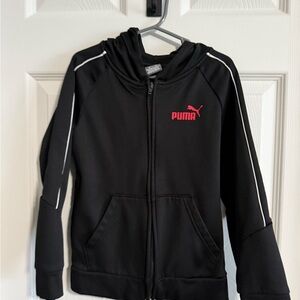 Puma Kids Black Hoodie with Pink Logo
